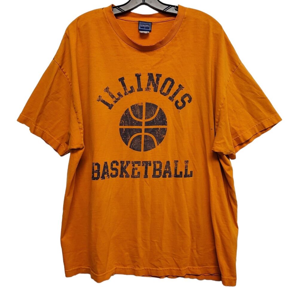ILLINOIS FIGHTING ILLINI Shirt Adult XL Orange Blue CHAMPS Basketball Spell Out
